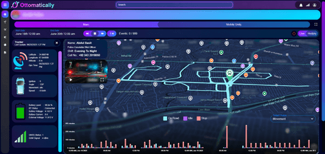 Historical vehicle route and speed dashboard